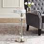 Monique 20" W Marble and Brushed Nickle Metal Table with Glass Tray