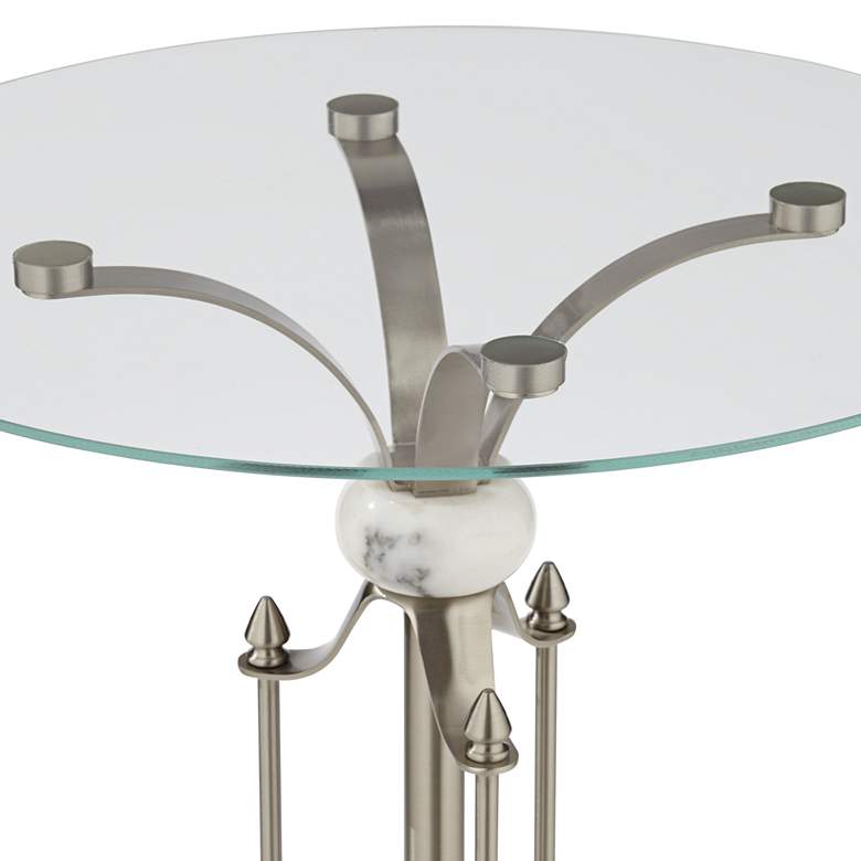Image 3 Monique 20" W Marble and Brushed Nickle Metal Table with Glass Tray more views