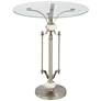 Monique 20" W Marble and Brushed Nickle Metal Table with Glass Tray
