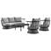 Monk 4 Piece Outdoor Furniture Set in Black Aluminum and Grey Wicker