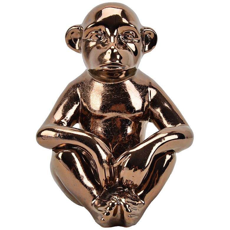 Image 1 Monkey 7 1/2 inch High Bronze Decorative Ceramic Figurine