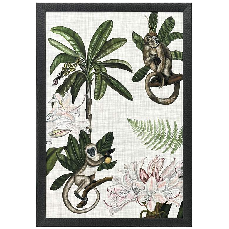 Image 1 Monkey on Linen I 27"W x 39"H Framed Wall Art