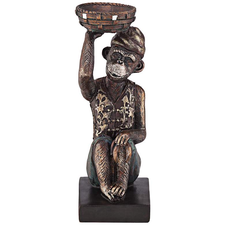 Image 1 Monkey with a Basket 8 1/2 inch High Figurine
