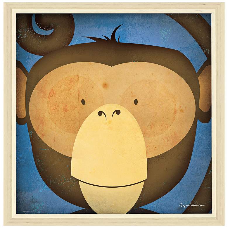 Image 1 Monkey WOW 24 inch Square Cream Framed Canvas Art