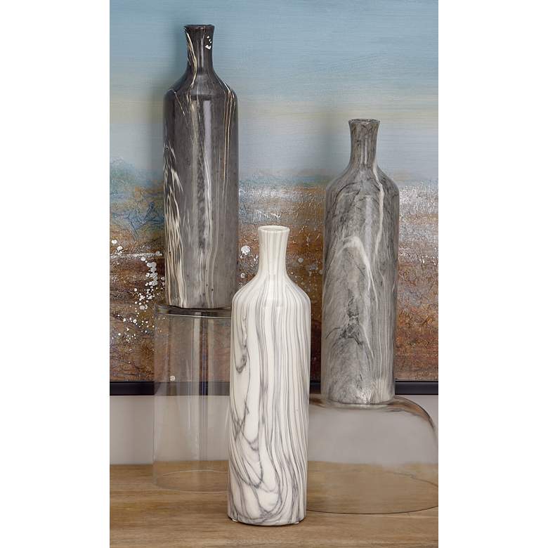 Image 3 Monochromatic Ceramic 11 3/4"H Cylindrical Vases Set of 3 more views