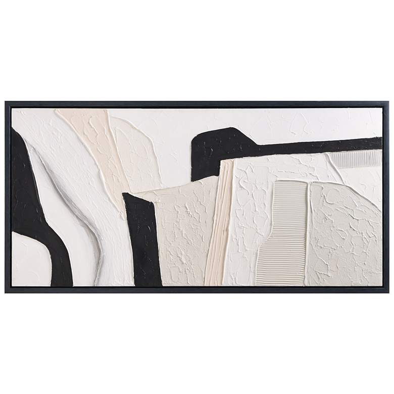 Image 1 Monochrome Abstract Heavily Textured Hand Painted Framed Canvas Wall Art