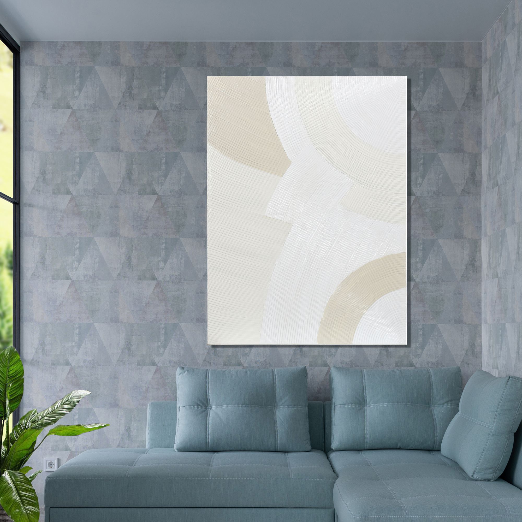 Image 7 Monochrome Arches I 35.4"W x 47.24"H Hand Painted Abstract Canvas more views