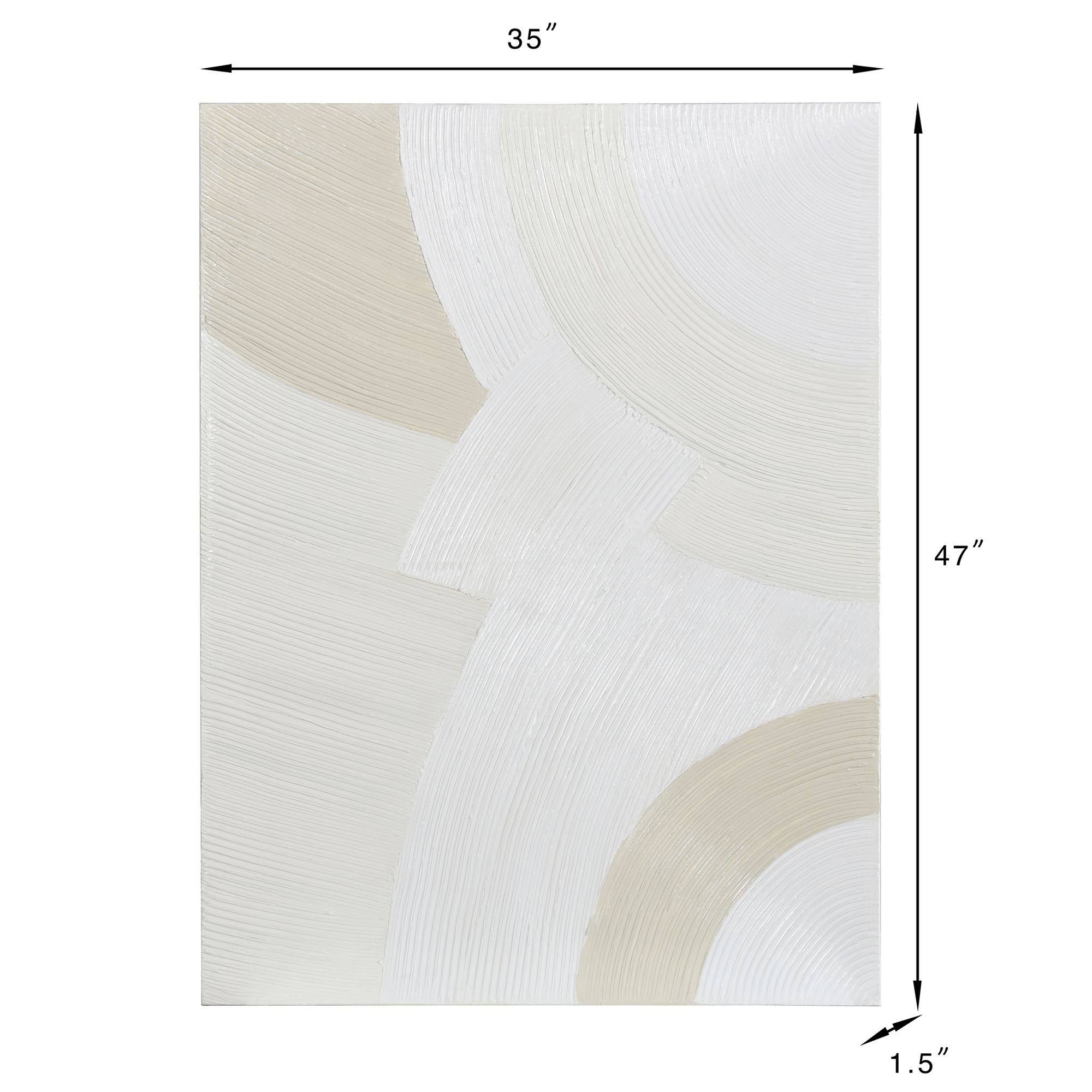 Monochrome Arches I 35.4"W x 47.24"H Hand Painted Abstract Canvas