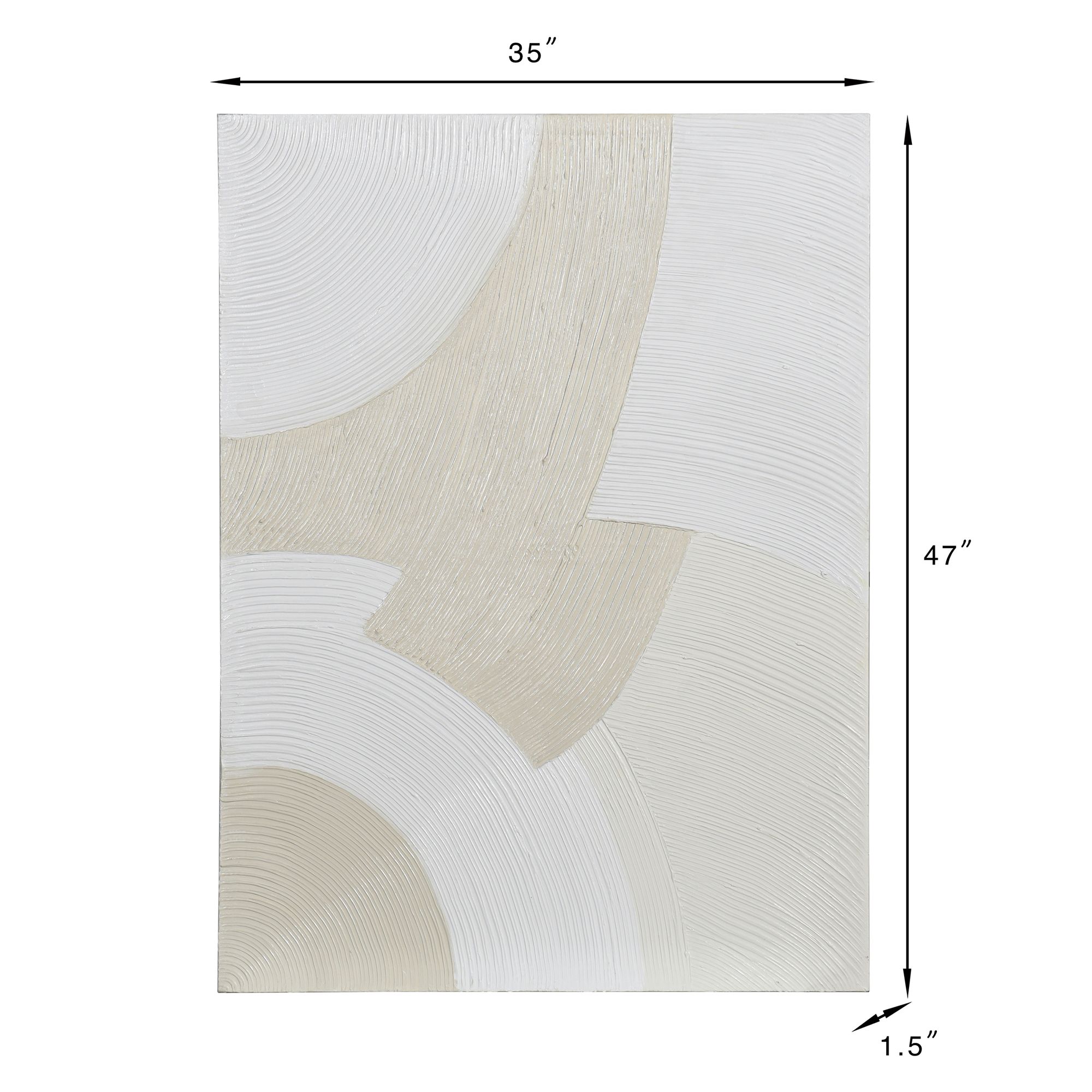 Monochrome Arches II 35.4"W x 47.24"H Hand Painted Abstract Canva