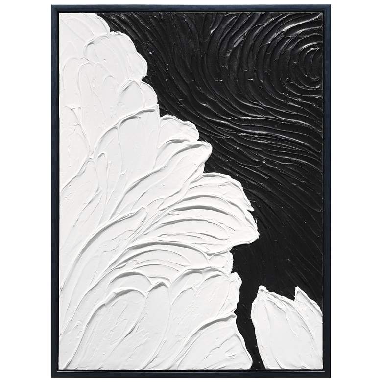 Image 1 Monochrome Flow Heavily Textured Hand Painted Framed Canvas Wall Art