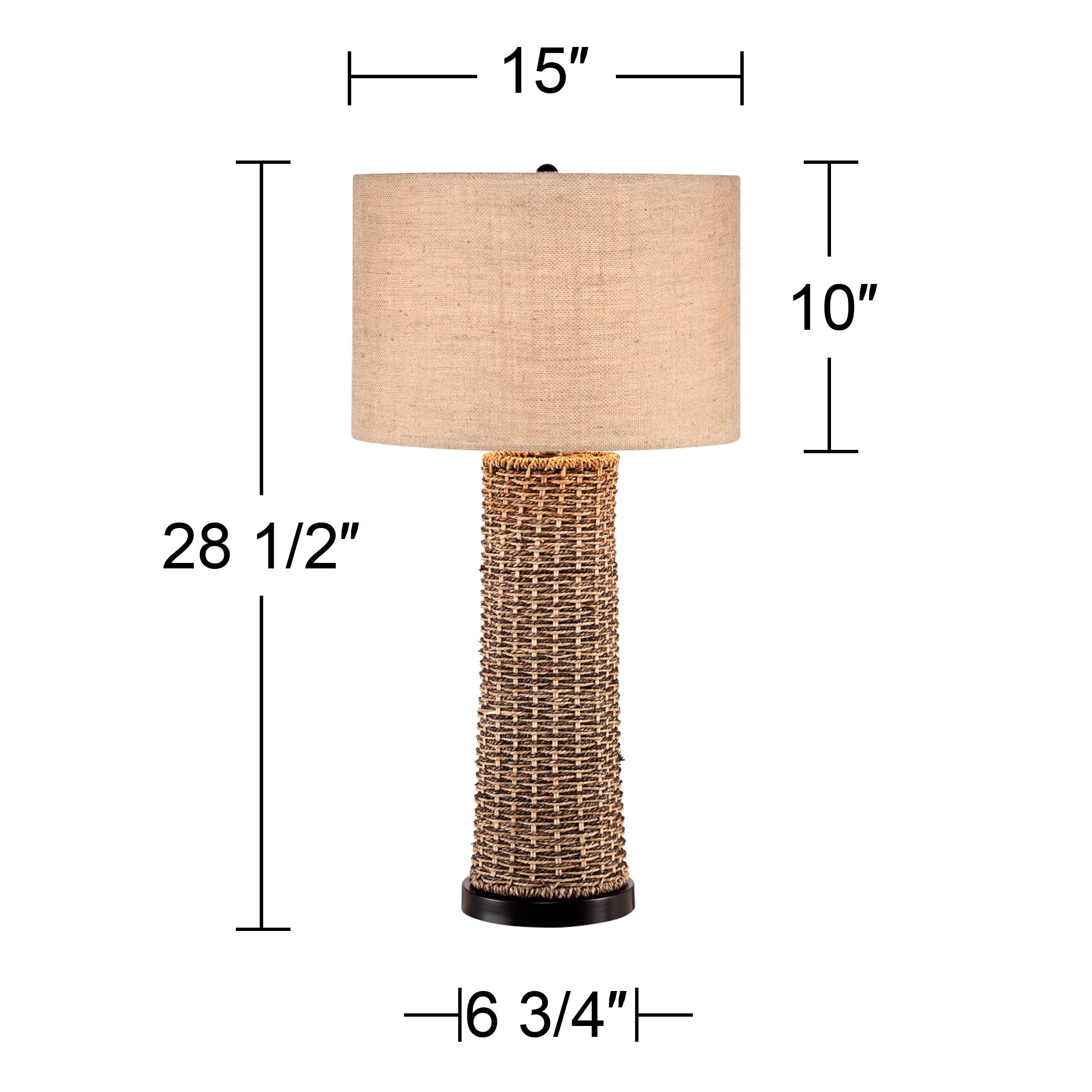 Image 7 Monocot 28 1/2"H Modern Coastal Burlap and Woven Seagrass Table Lamp more views
