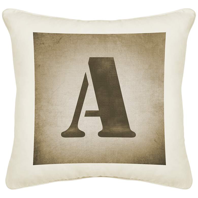 Image 1 Monogram A Cream Canvas 18 inch Square Pillow