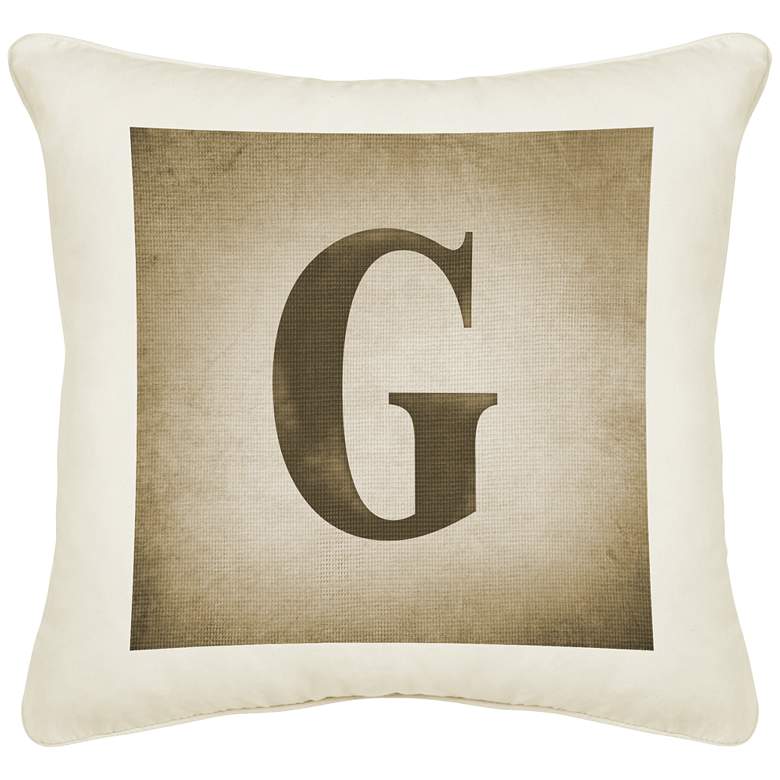 Image 1 Monogram G Cream Canvas 18 inch Square Pillow
