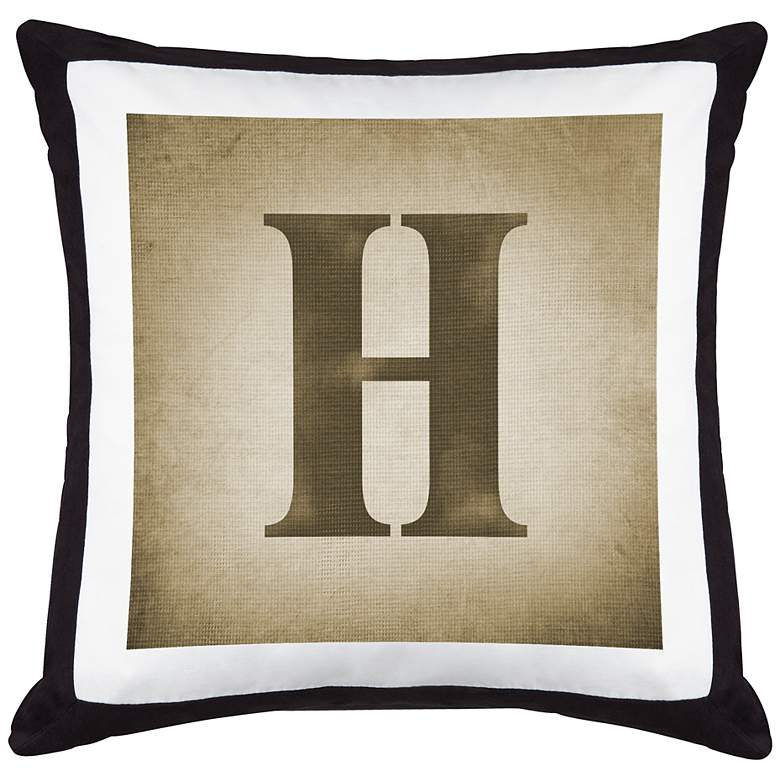 Image 1 Monogram H Black Canvas and Microsuede 18" Square Pillow