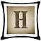 Monogram H Black Canvas and Microsuede 18" Square Pillow