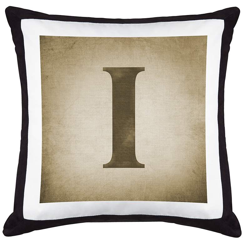 Image 1 Monogram I Black Canvas and Microsuede 18 inch Square Pillow