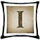 Monogram I Black Canvas and Microsuede 18" Square Pillow