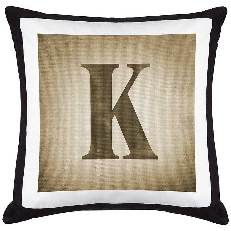 Image 1 Monogram K Black Canvas and Microsuede 18 inch Square Pillow