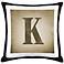 Monogram K Black Canvas and Microsuede 18" Square Pillow