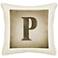 Monogram P Cream Canvas 18" Square Pillow