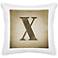 Monogram X White Canvas 18" Square Decorative Pillow