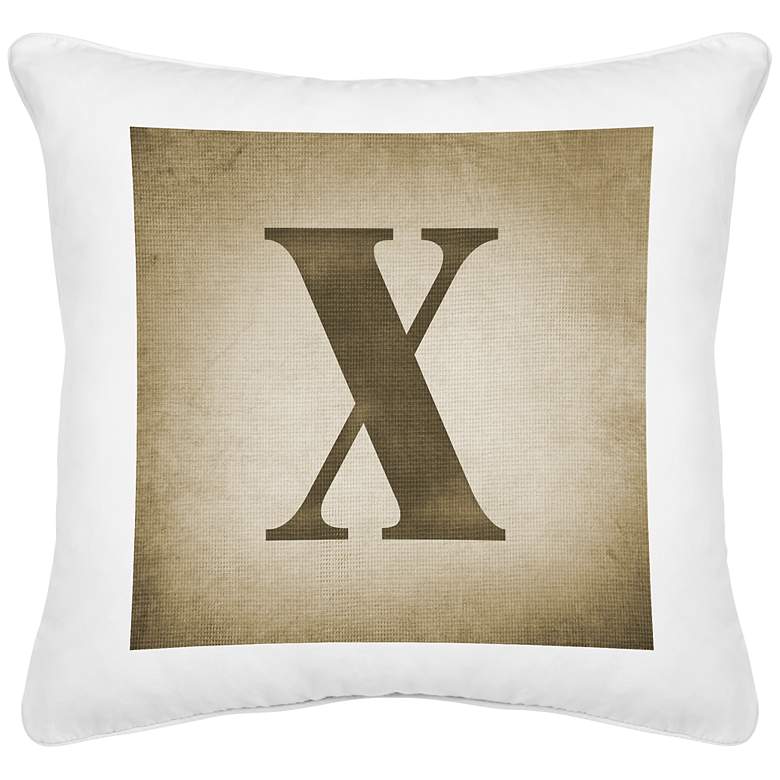 Image 1 Monogram X White Canvas 18 inch Square Decorative Pillow
