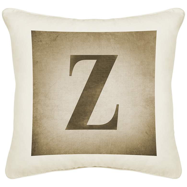 Image 1 Monogram Z Cream Canvas 18 inch Square Pillow