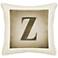 Monogram Z Cream Canvas 18" Square Pillow