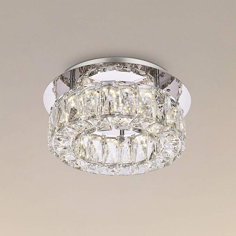 Image 2 Monroe 12" Wide Chrome Crystal LED Ceiling Light