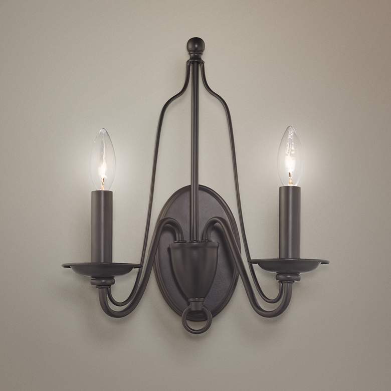 Image 1 Monroe 15" High Oil Rubbed Bronze 2-Light Wall Sconce