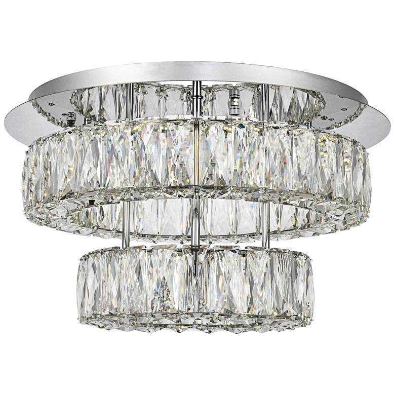 Image 1 Monroe 17 3/4 inch Wide Chrome 2-Ring LED Chip Ceiling Light