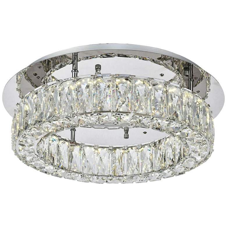 Image 2 Monroe 17 3/4 inch Wide Chrome and Crystal LED Ceiling Light more views