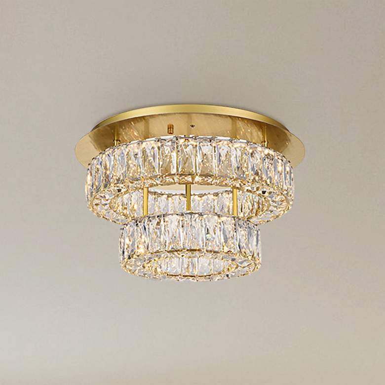 Image 1 Monroe 17 3/4" Wide Gold and Clear Crystal LED Ceiling Light