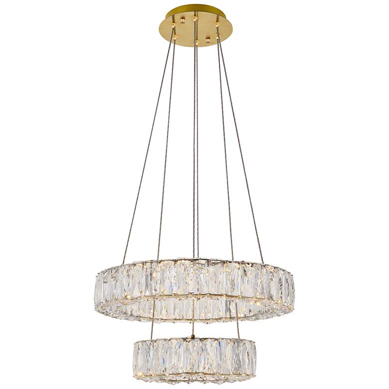 Image 2 Monroe 17 3/4" Wide Gold and Crystal 2-Tier LED Chandelier