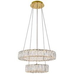 Monroe 17 3/4&quot; Wide Gold and Crystal 2-Tier LED Chandelier