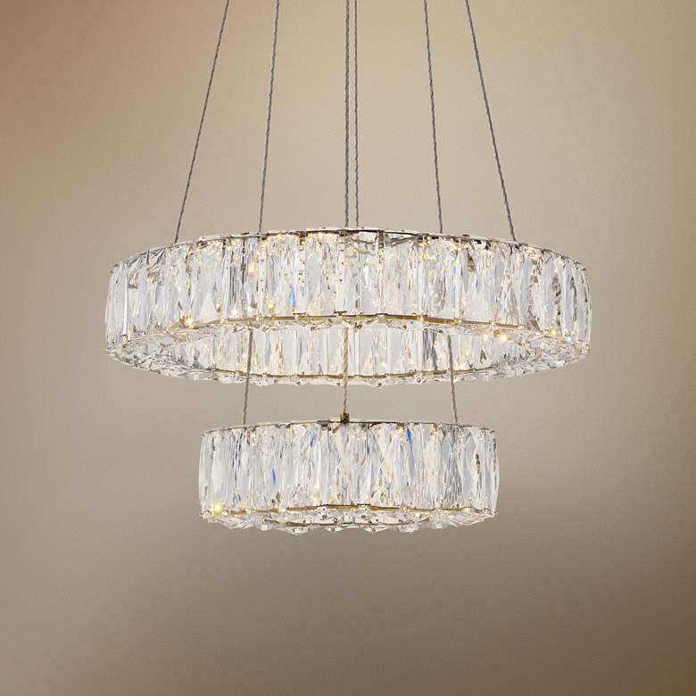 Image 1 Monroe 17 3/4" Wide Gold and Crystal 2-Tier LED Chandelier