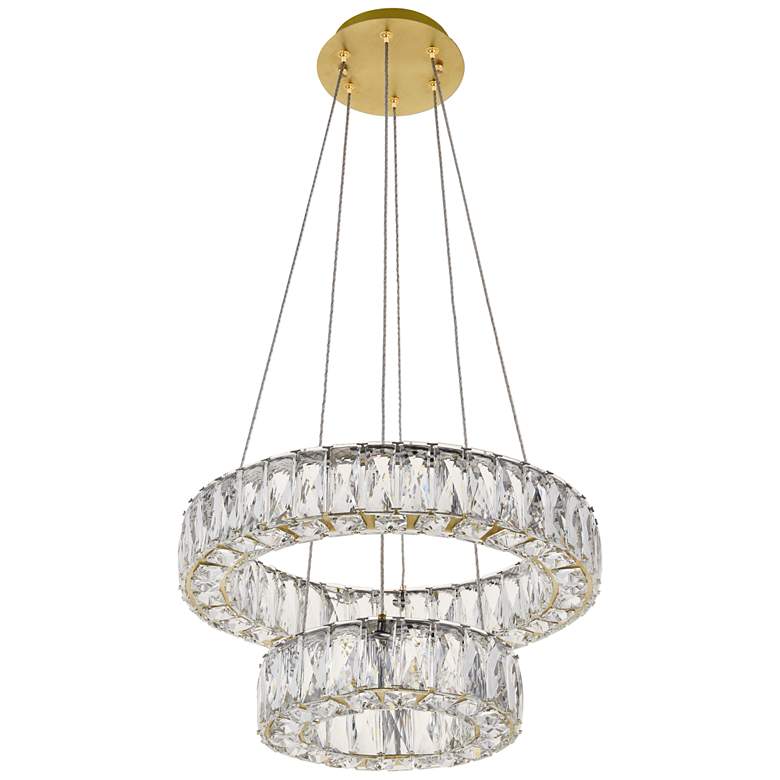 Image 3 Monroe 17 3/4" Wide Gold and Crystal 2-Tier LED Chandelier more views
