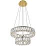 Monroe 17 3/4" Wide Gold and Crystal 2-Tier LED Chandelier