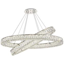 Monroe 18.1&quot; Wide Chrome and Crystal 2-Tier LED Ring Chandelier