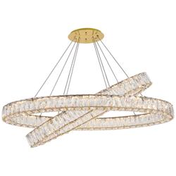 Monroe 18.1&quot; Wide Gold and Crystal 2-Tier Ring LED Chandelier
