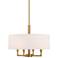 Monroe 18" Wide Antique Brass 4-Light Drum Shade Pendant