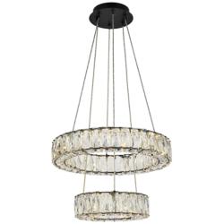 Monroe 18" Wide Black 2-Tier Ring LED Pendant Light
