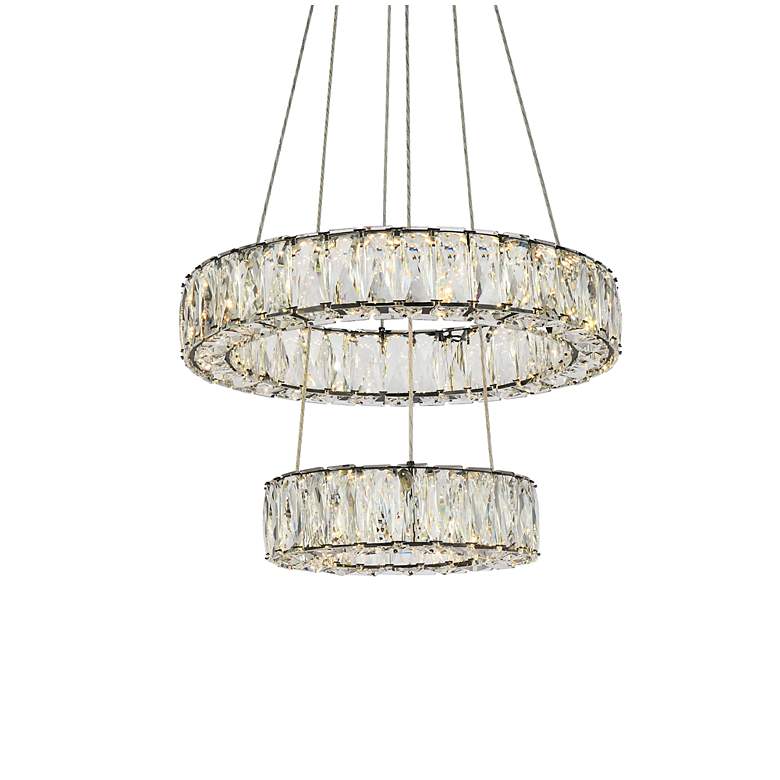 Image 5 Monroe 18" Wide Black 2-Tier Ring LED Pendant Light more views