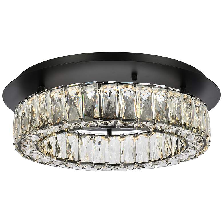 Image 3 Monroe 18" Wide Black and Crystal LED Ceiling Light