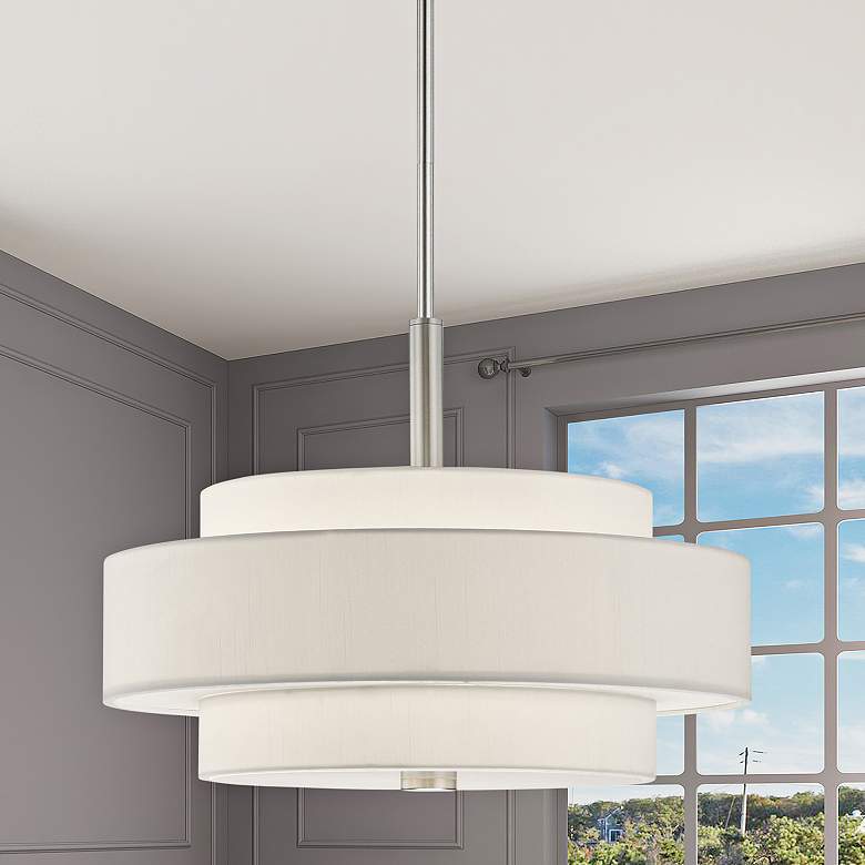 Image 2 Monroe 18" Wide Brushed Nickel Double Drum Pendant Light