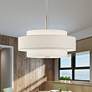 2_Monroe 18" Wide Brushed Nickel Double Drum Pendant Light