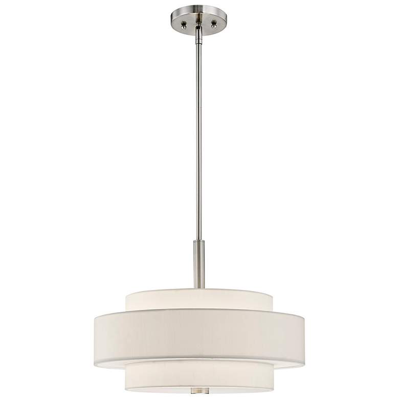 Image 5 Monroe 18" Wide Brushed Nickel Double Drum Pendant Light more views