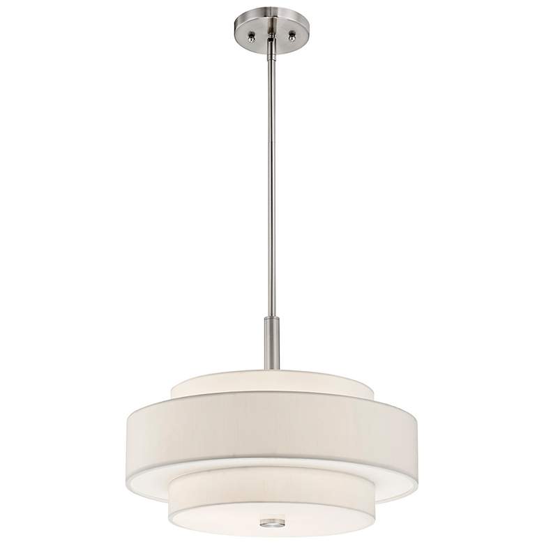 Image 7 Monroe 18" Wide Brushed Nickel Double Drum Pendant Light more views