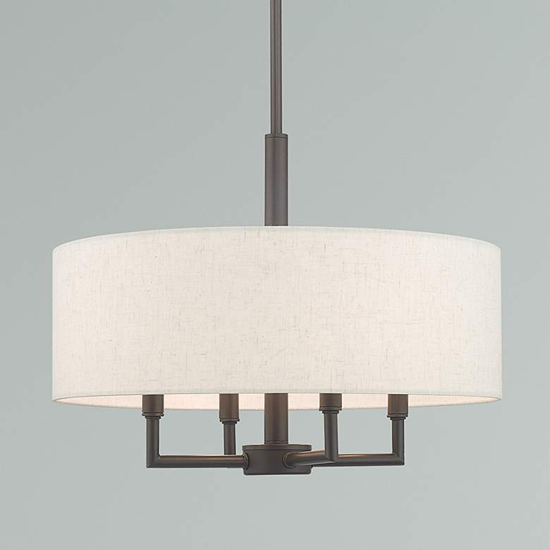Image 2 Monroe 18" Wide English Bronze 4-Light Drum Chandelier