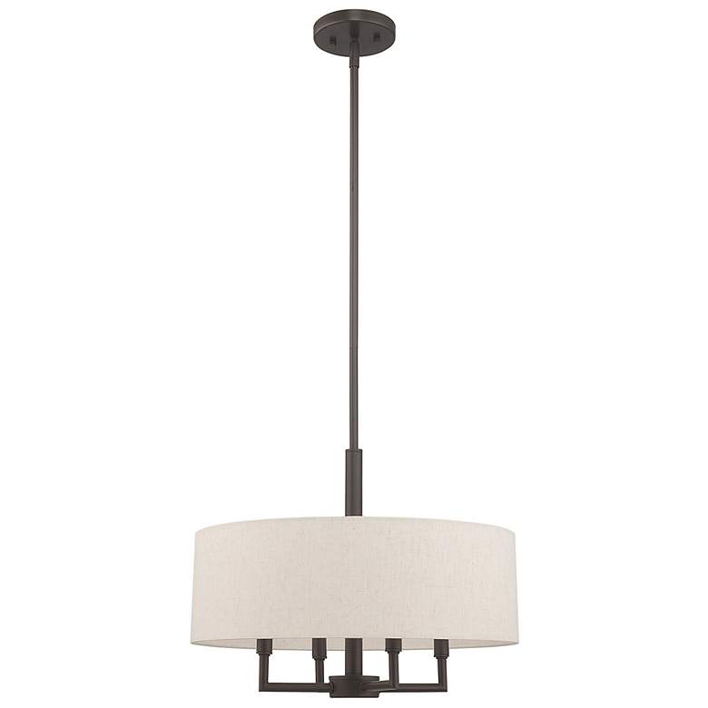 Image 5 Monroe 18" Wide English Bronze 4-Light Drum Chandelier more views